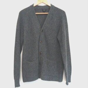 J. Crew Mens Medium Gray Cardigan Button Up Merino Wool Grandpacore Grunge Retro